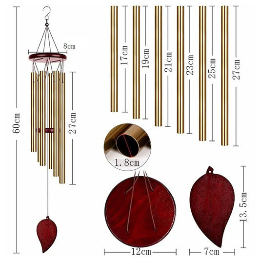 Good Luck Wind Chimes – 6-Tube Bell Pendant for Indoor &amp; Outdoor Home Decoration